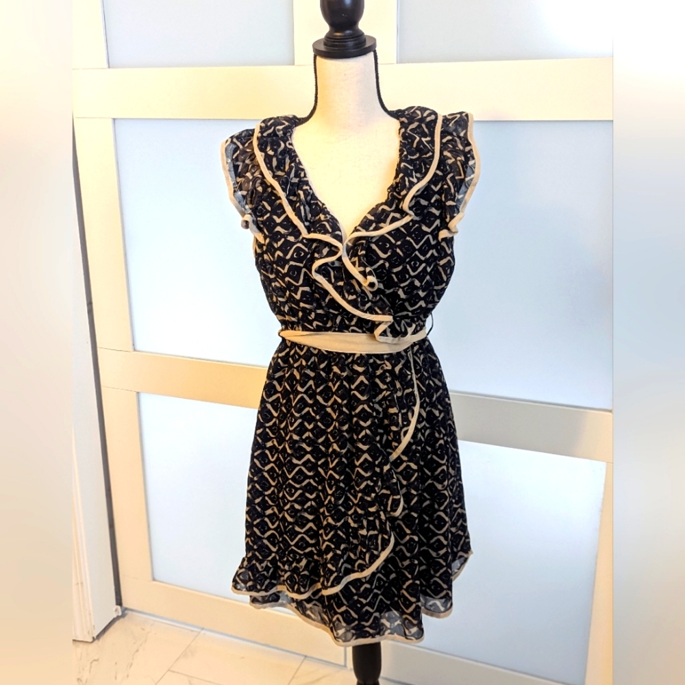 Navy Blue Ruffle Mini Dress